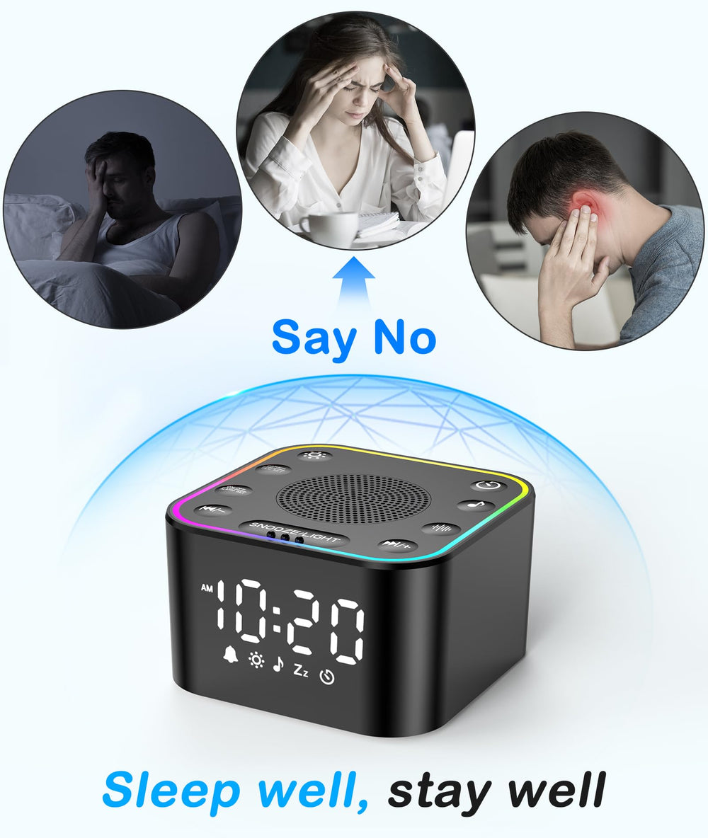 Wkzay white noise machine displaying varied sounds for relaxation and sleep.