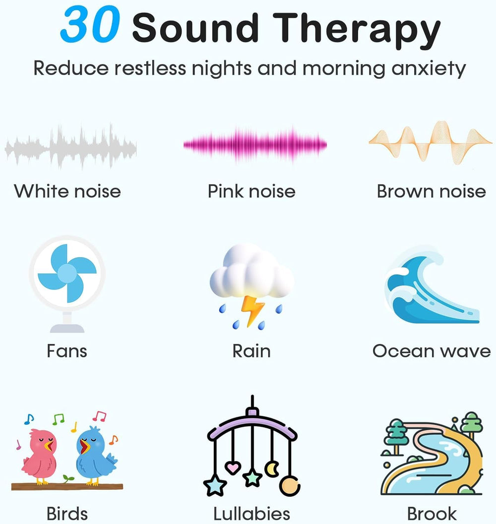Wkzay sound machine alarm clock 30 sounds selection to tailor ambience