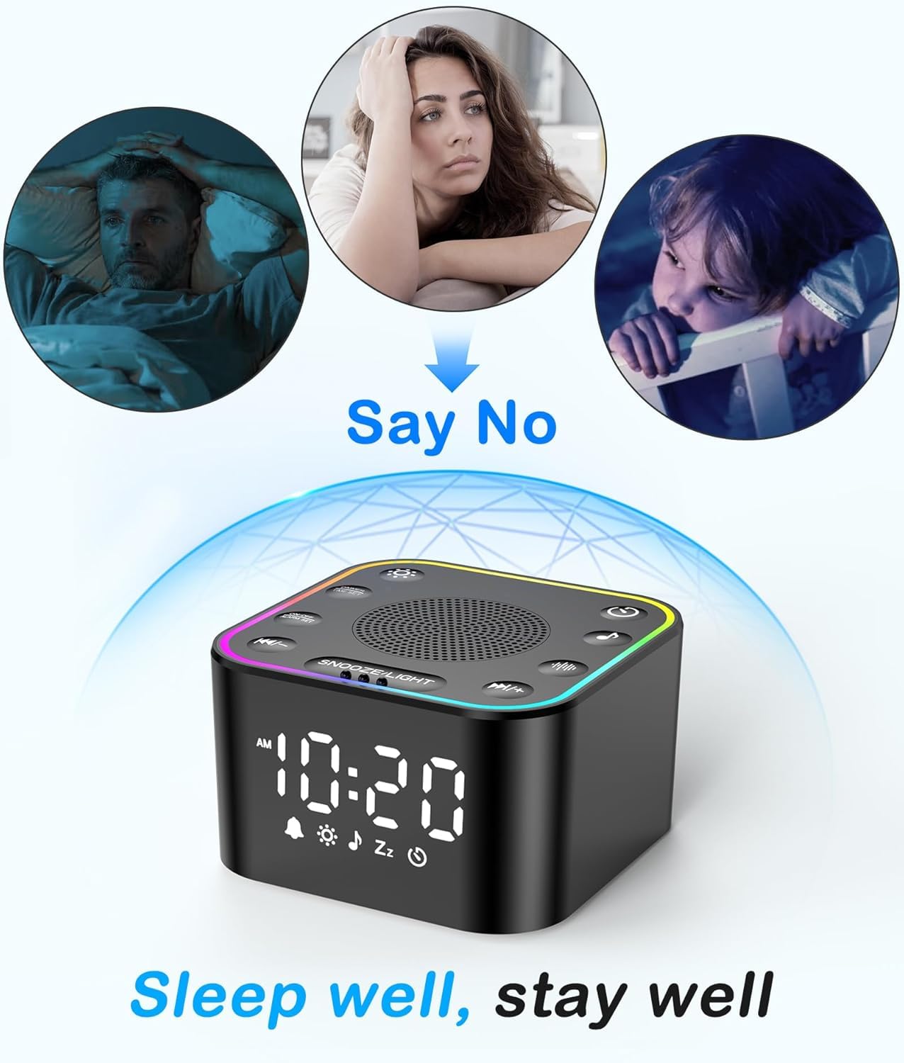 Wkzay sound machine alarm clock office use helps focus and reduce noise