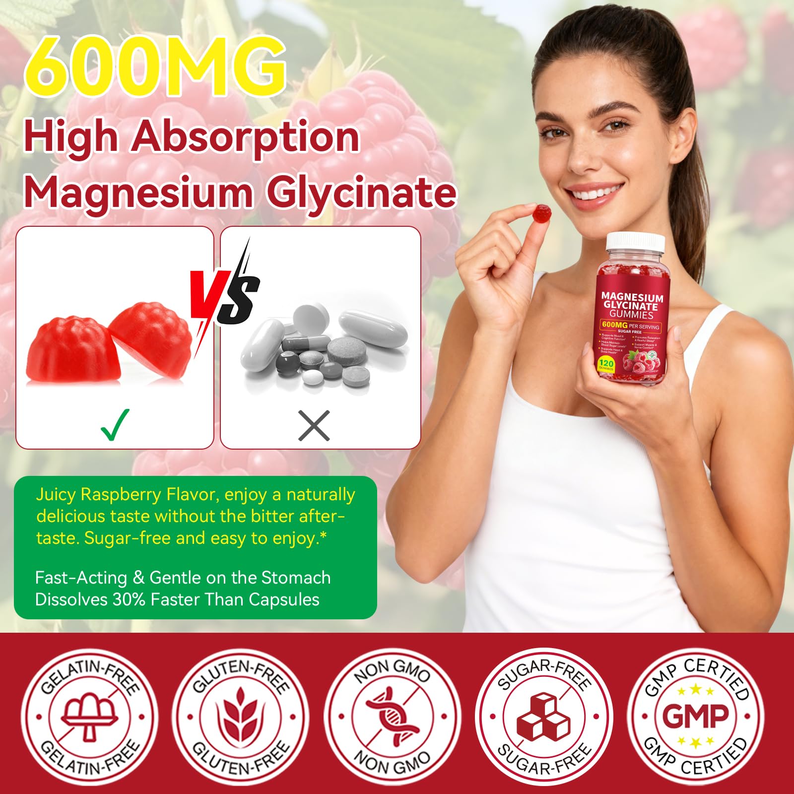 WLCTJIAYOU magnesium glycinate gummies ingredients close-up shows calcium potassium d3-b6-coq10.