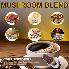 WLCTJIAYOU Mushroom Coffee cup with steam suggesting a comforting hot beverage.