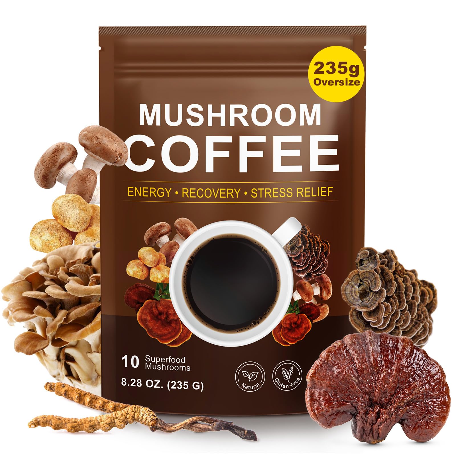 WLCTJIAYOU Mushroom Coffee supersize bag delivering steady energy for busy days.