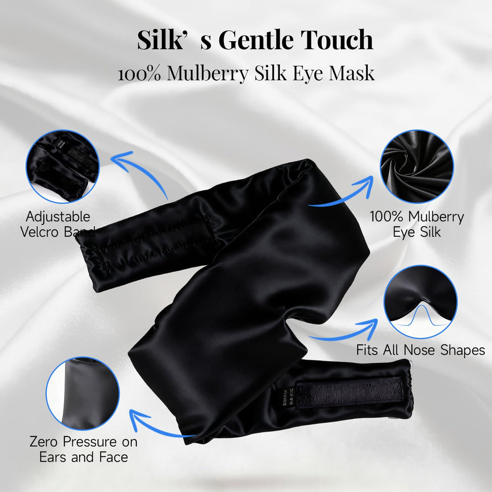 WM Western Miracle Silk Sleep Mask with adjustable Velcro strap for secure fit.