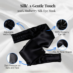 WM Western Miracle Silk Sleep Mask with adjustable Velcro strap for secure fit.