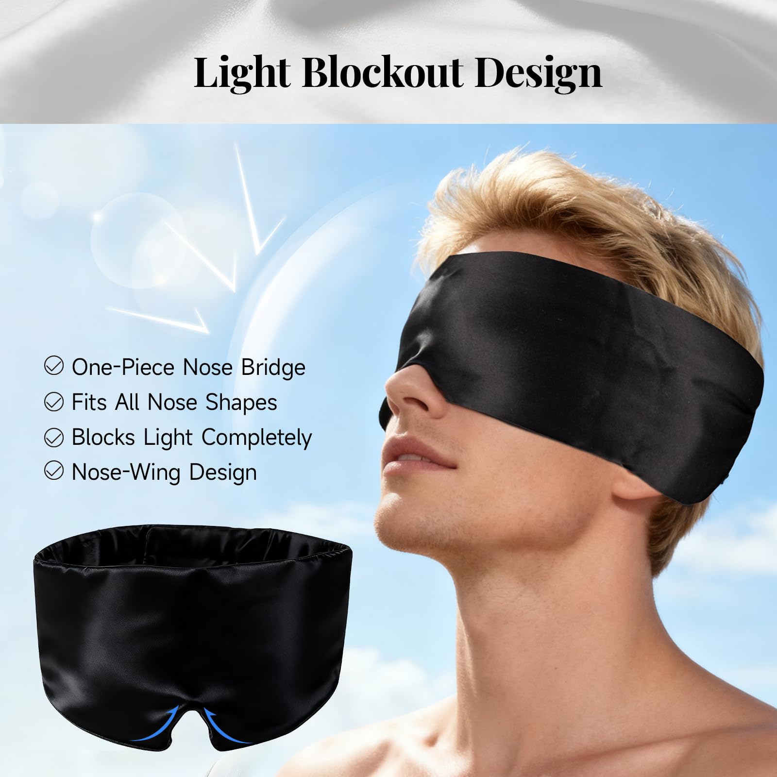 WM Western Miracle Silk Sleep Mask designed for side sleepers to prevent facial marks.