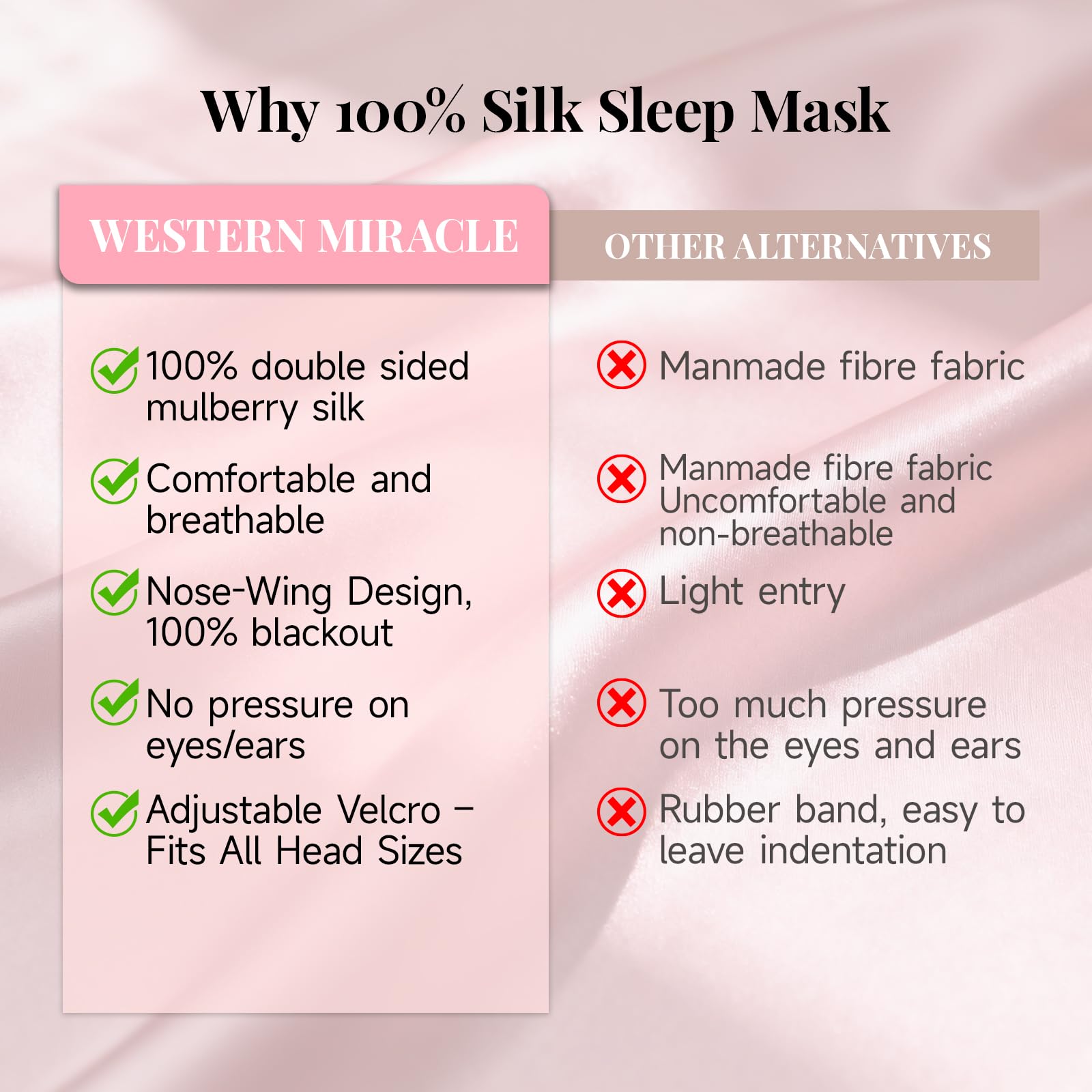 WM Western Miracle Silk Sleep Mask travel-ready and lightweight
