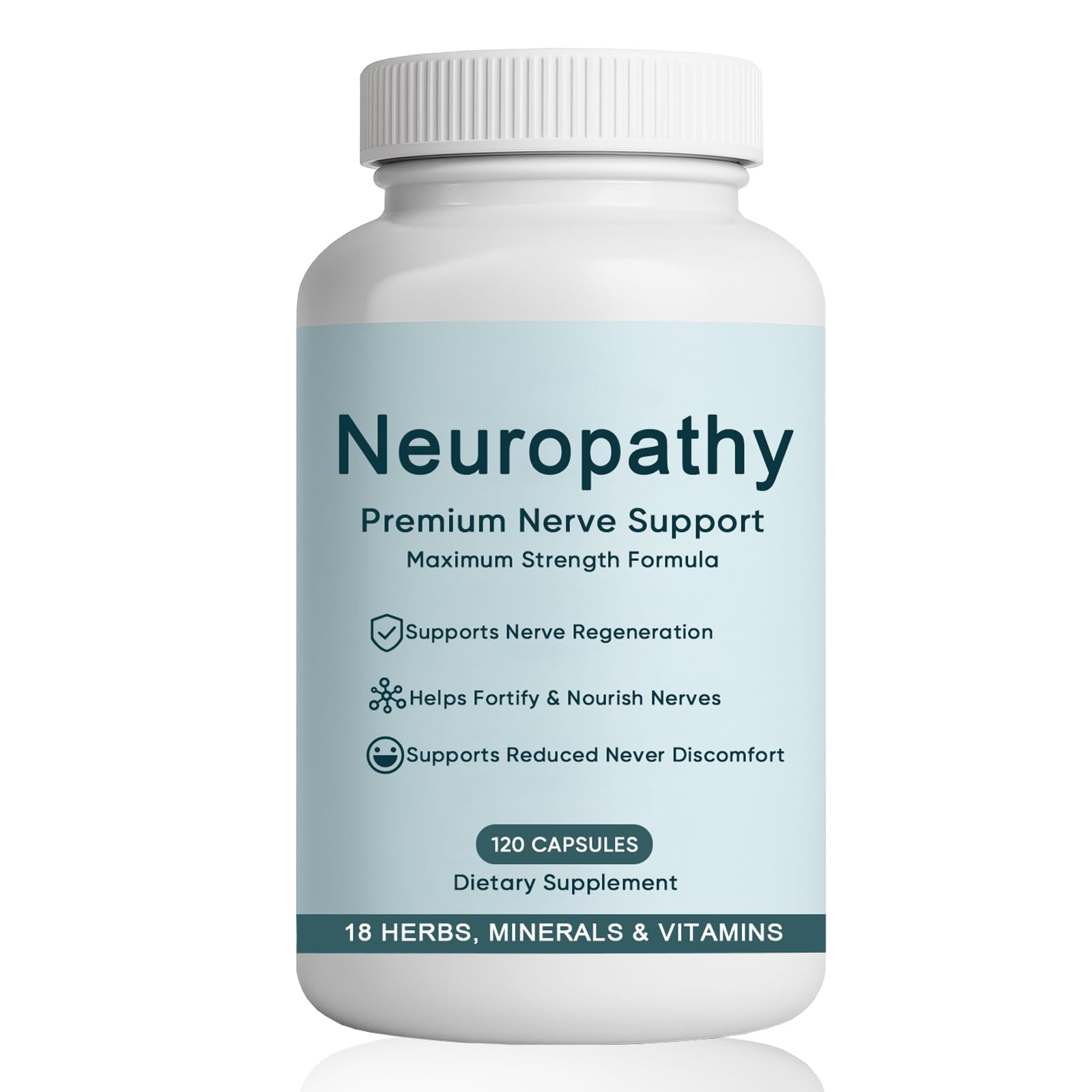 WNOHIQ NerveBright bottle for targeted nerve support in hands and feet.