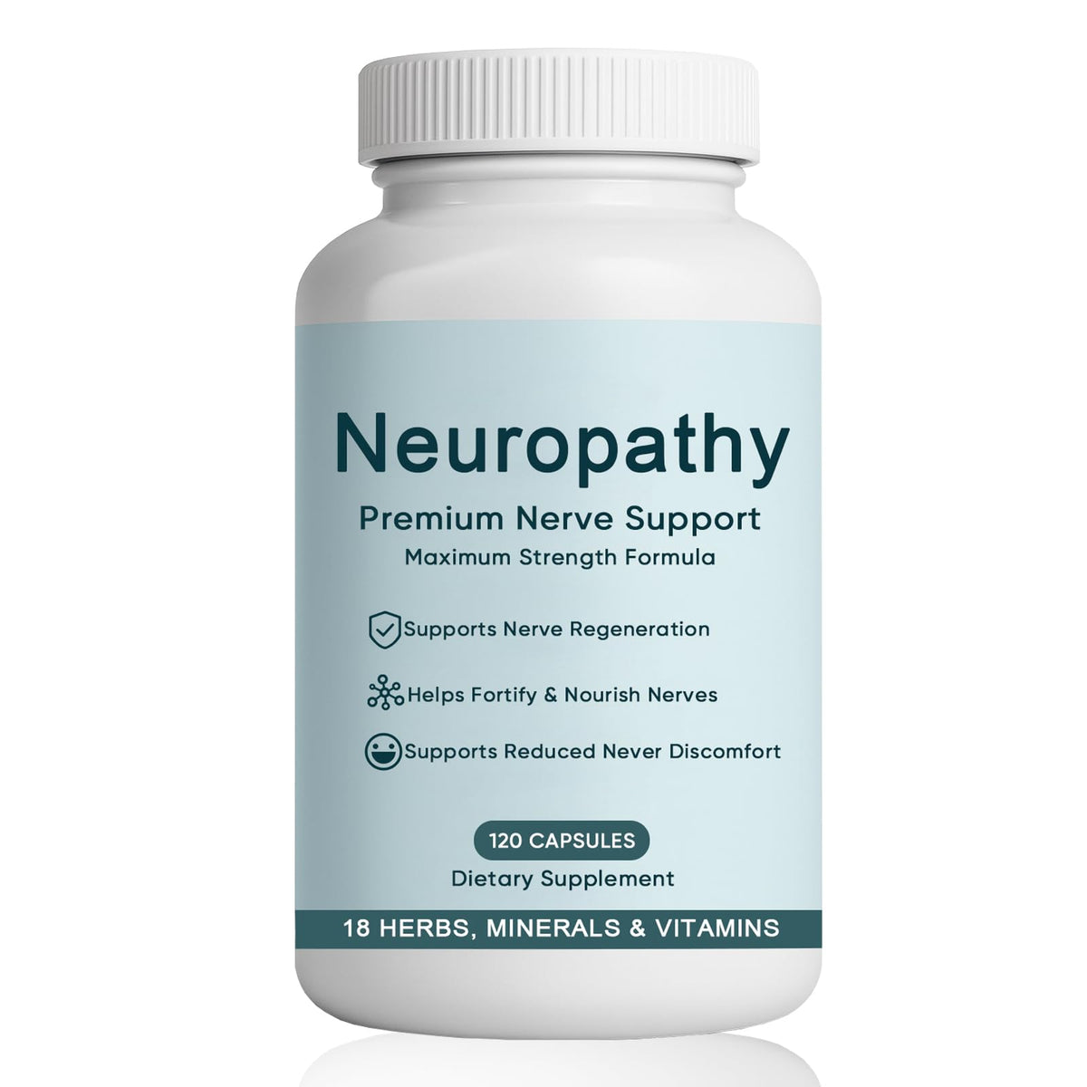 WNOHIQ NerveBright bottle for targeted nerve support in hands and feet.