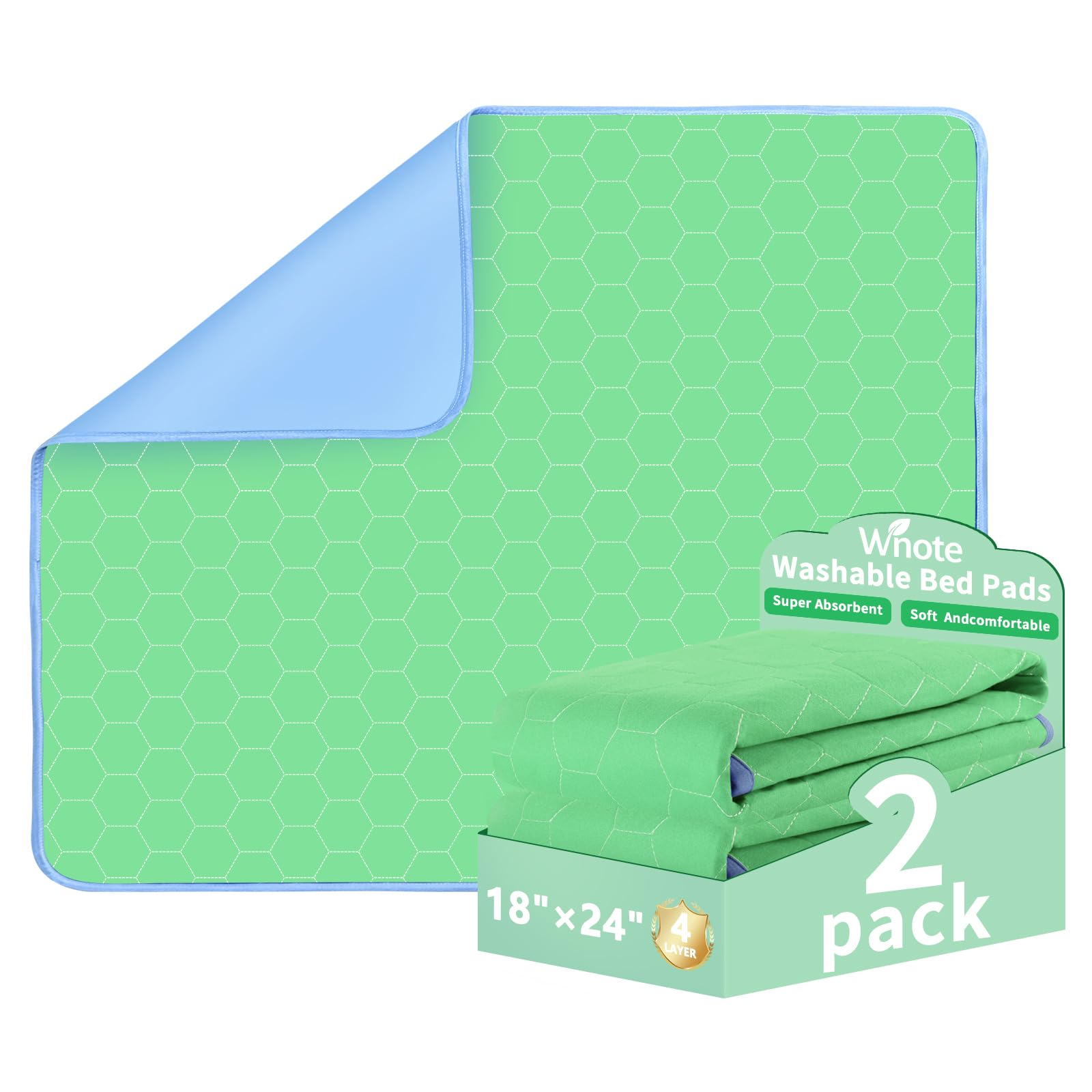 Wnote almohadilla impermeable verde 18x24 protege colchón y sofá.