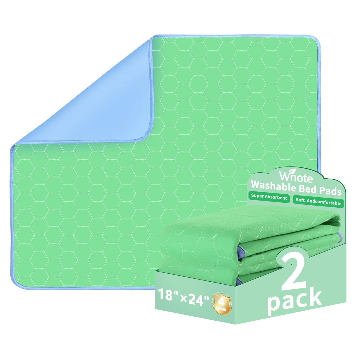 Wnote almohadilla impermeable verde 18x24 protege colchón y sofá.