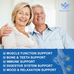 WOGORGT bottle label highlighting calcium, magnesium, zinc and vitamin D3 blend.