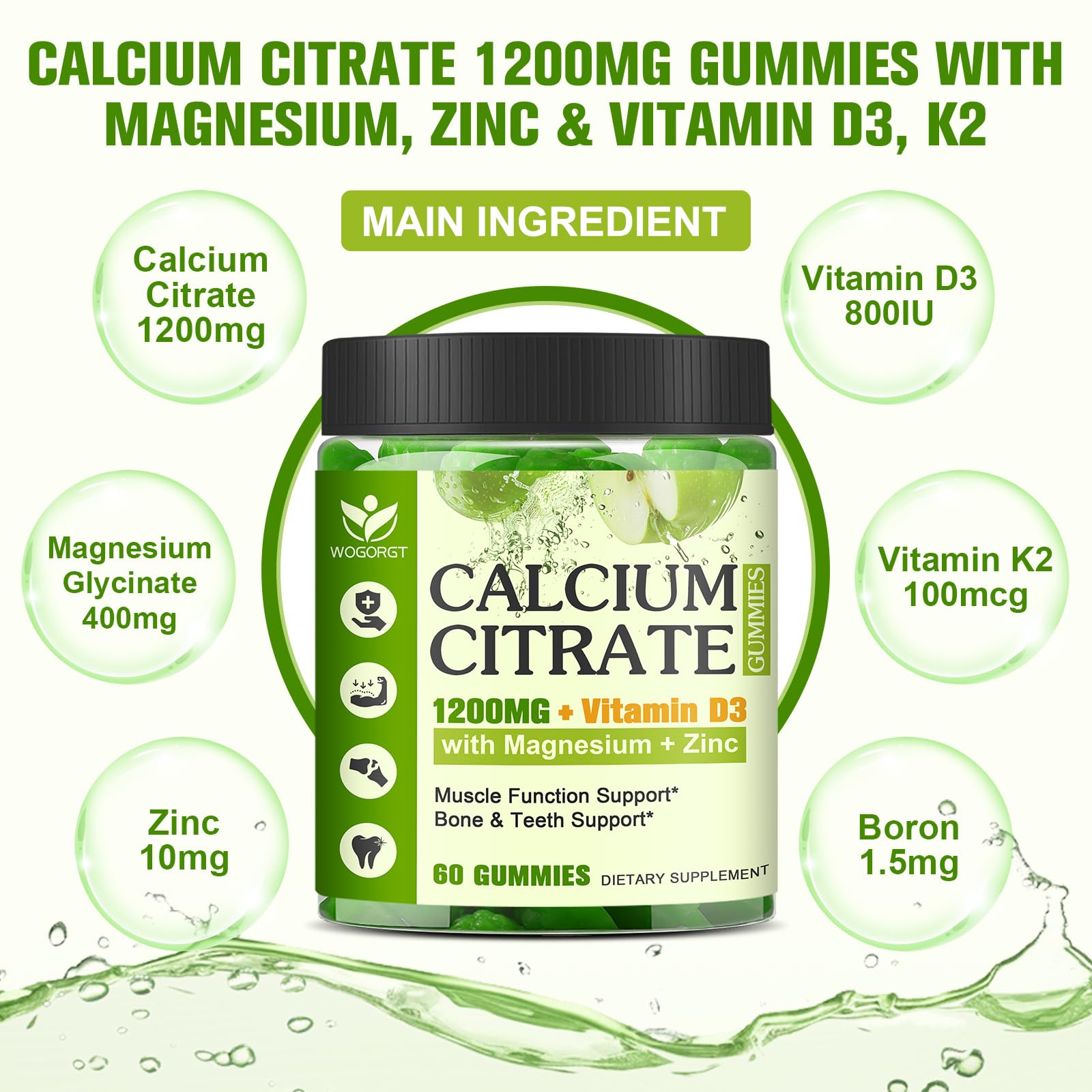 WOGORGT 1200mg ingredients list emphasizes magnesium and zinc for balance