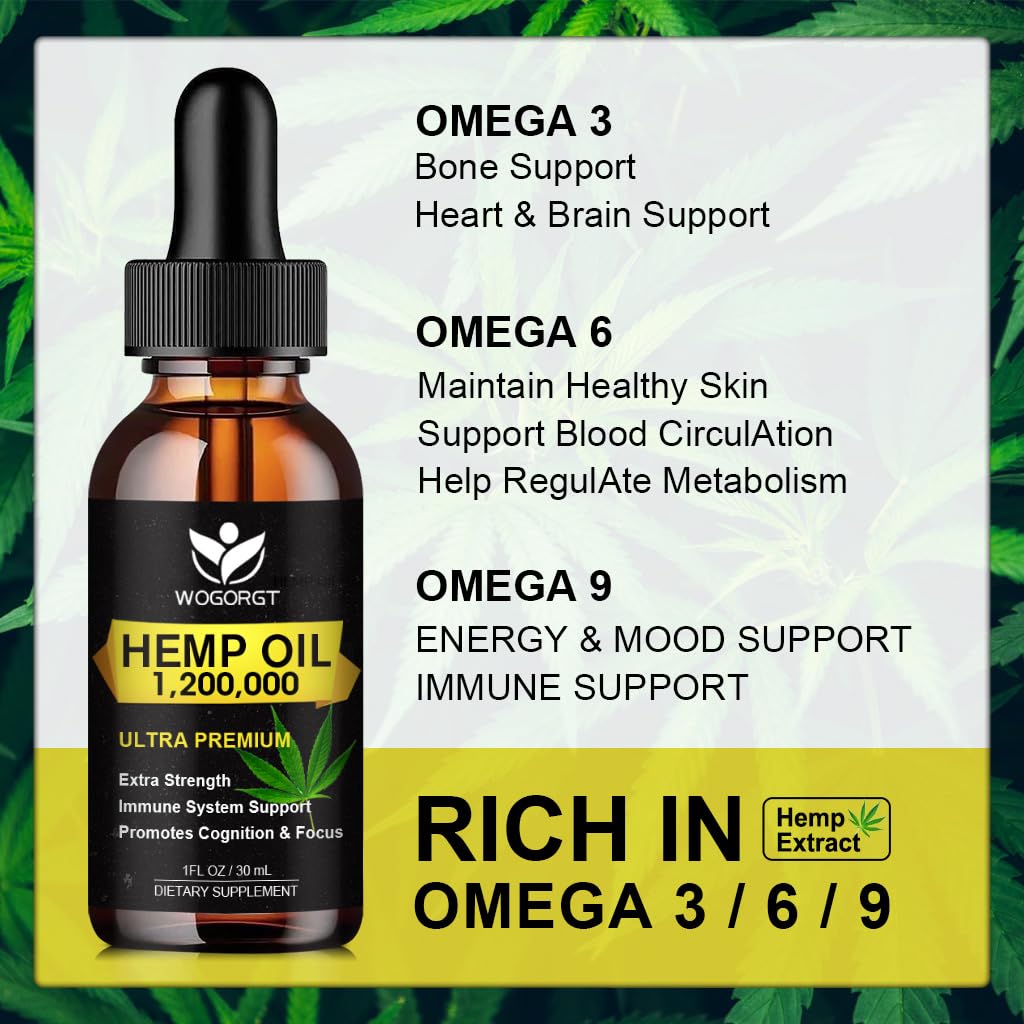 WOGORGT Hemp Oil dropper ready for easy daily use and relaxation.