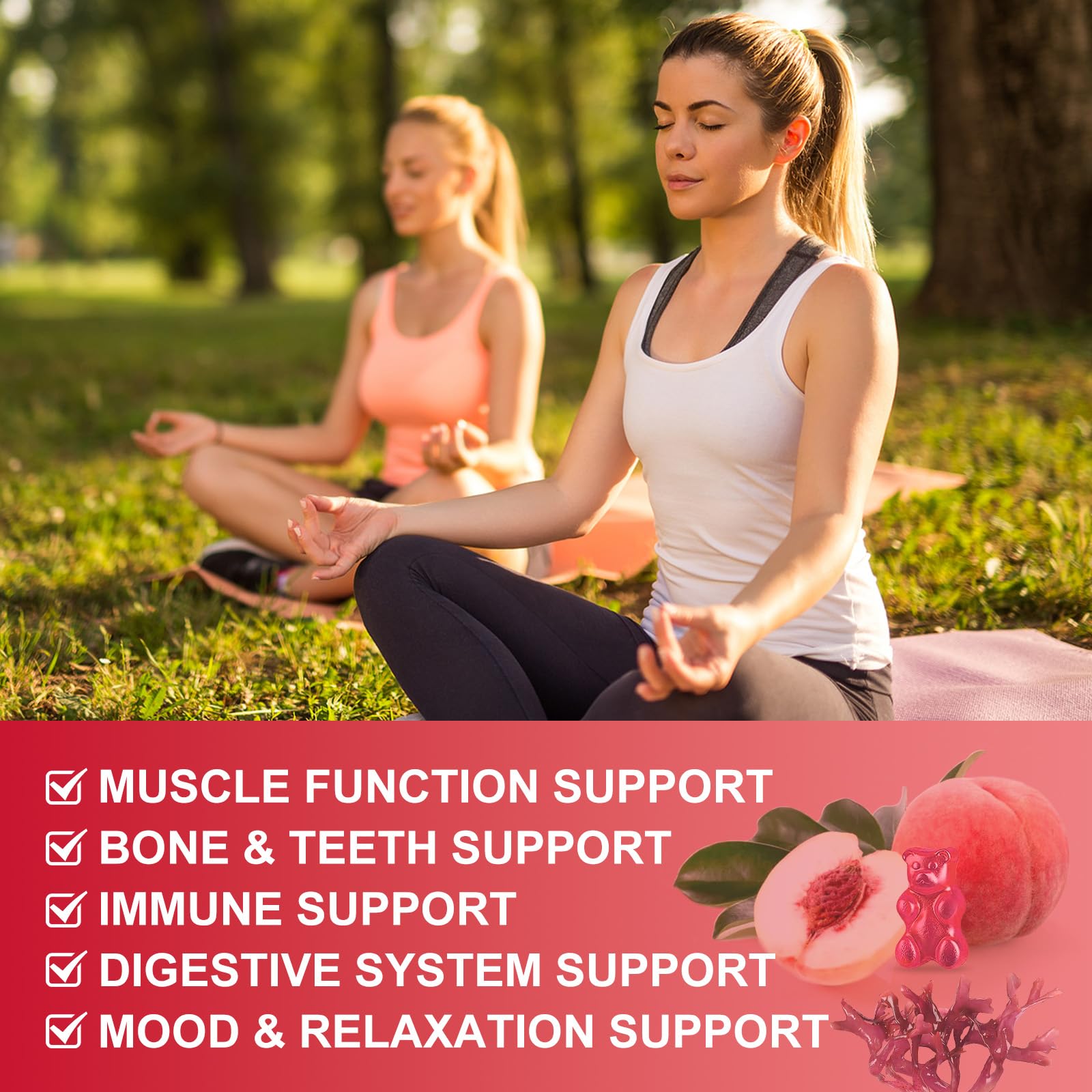 WOGORGT ingredients graphic showing calcium, magnesium, zinc, D3, K2 and sea moss