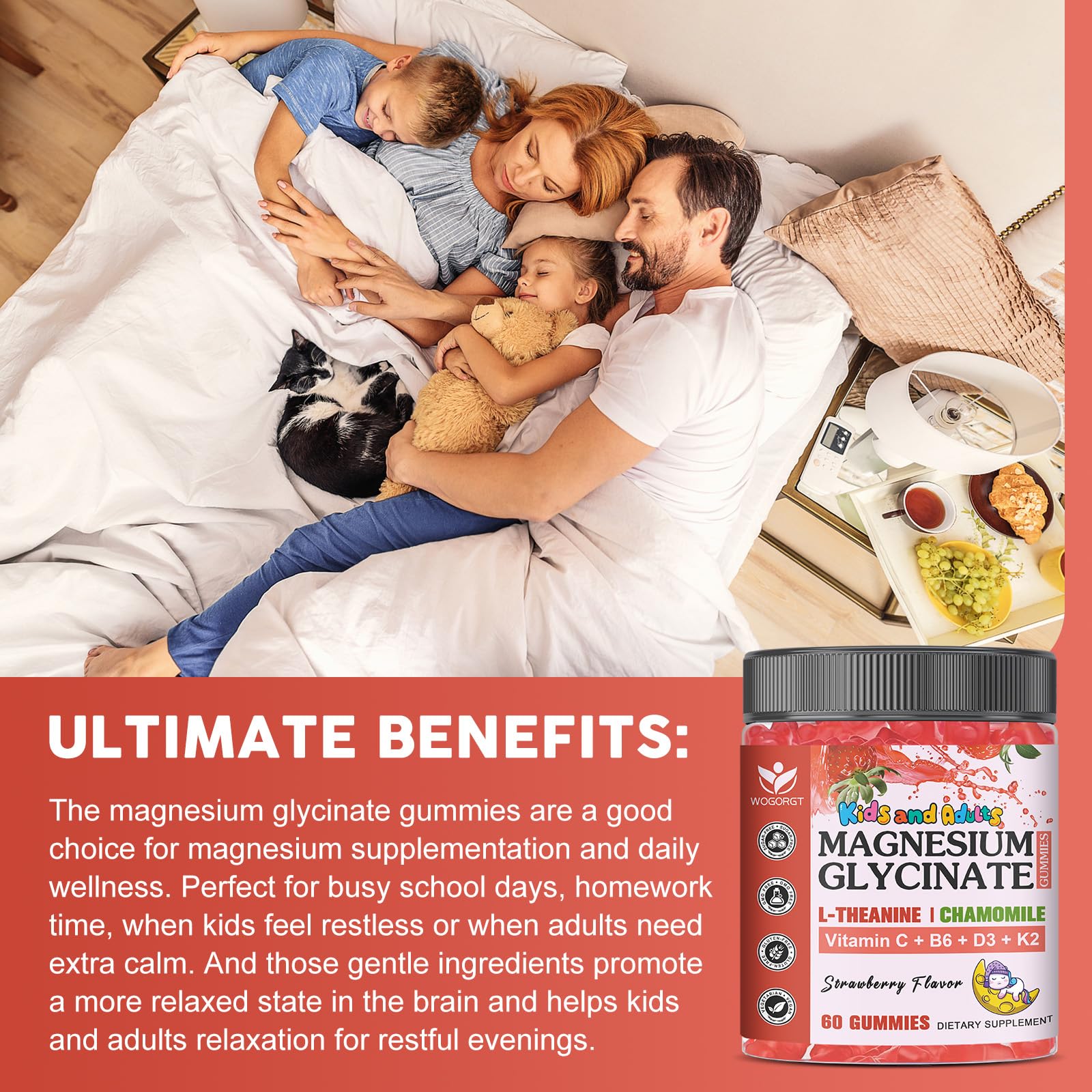 WOGORGT bottle label featuring L-Theanine and chamomile ingredients