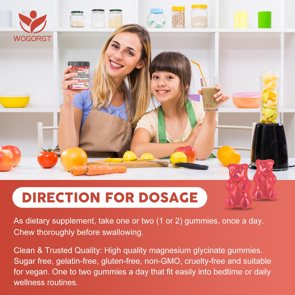WOGORGT magnesium gummies with vitamin D3 and K2 for bone health support
