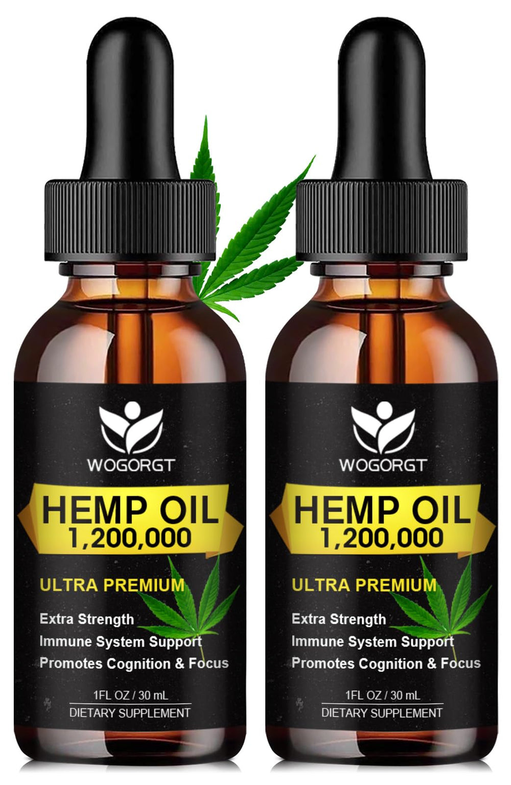 WOGORGT Organic Hemp Oil 2-pack bottle view for calm daily balance.