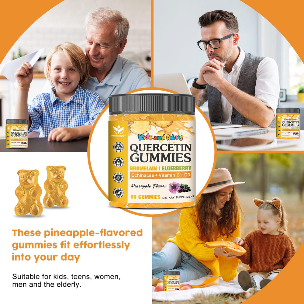WOGORGT Quercetin Gummies suitable for kids and adults in daily routines.