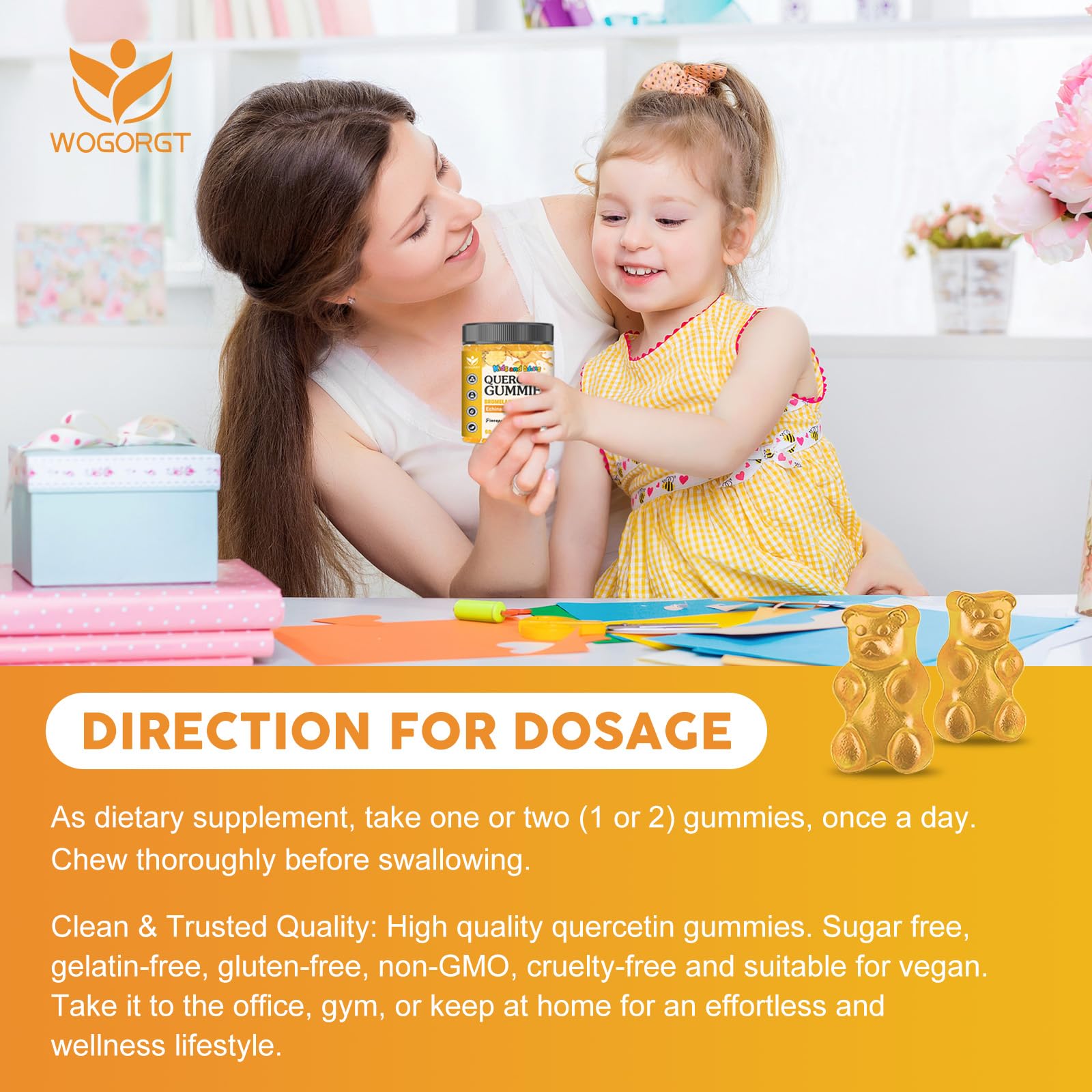 WOGORGT Quercetin Gummies travel-ready packaging for on-the-go wellness.