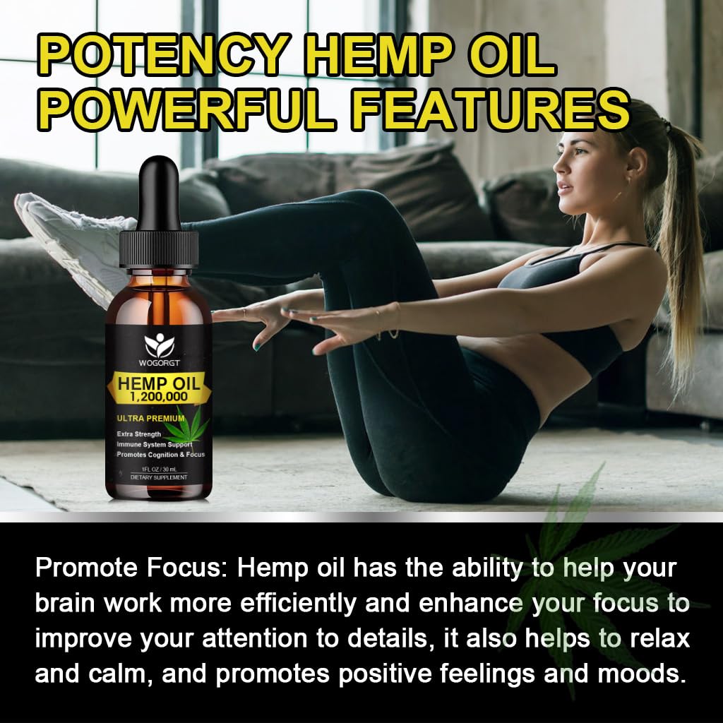 WOGORGT Hemp Oil label shot emphasizes clean ingredients and testing.