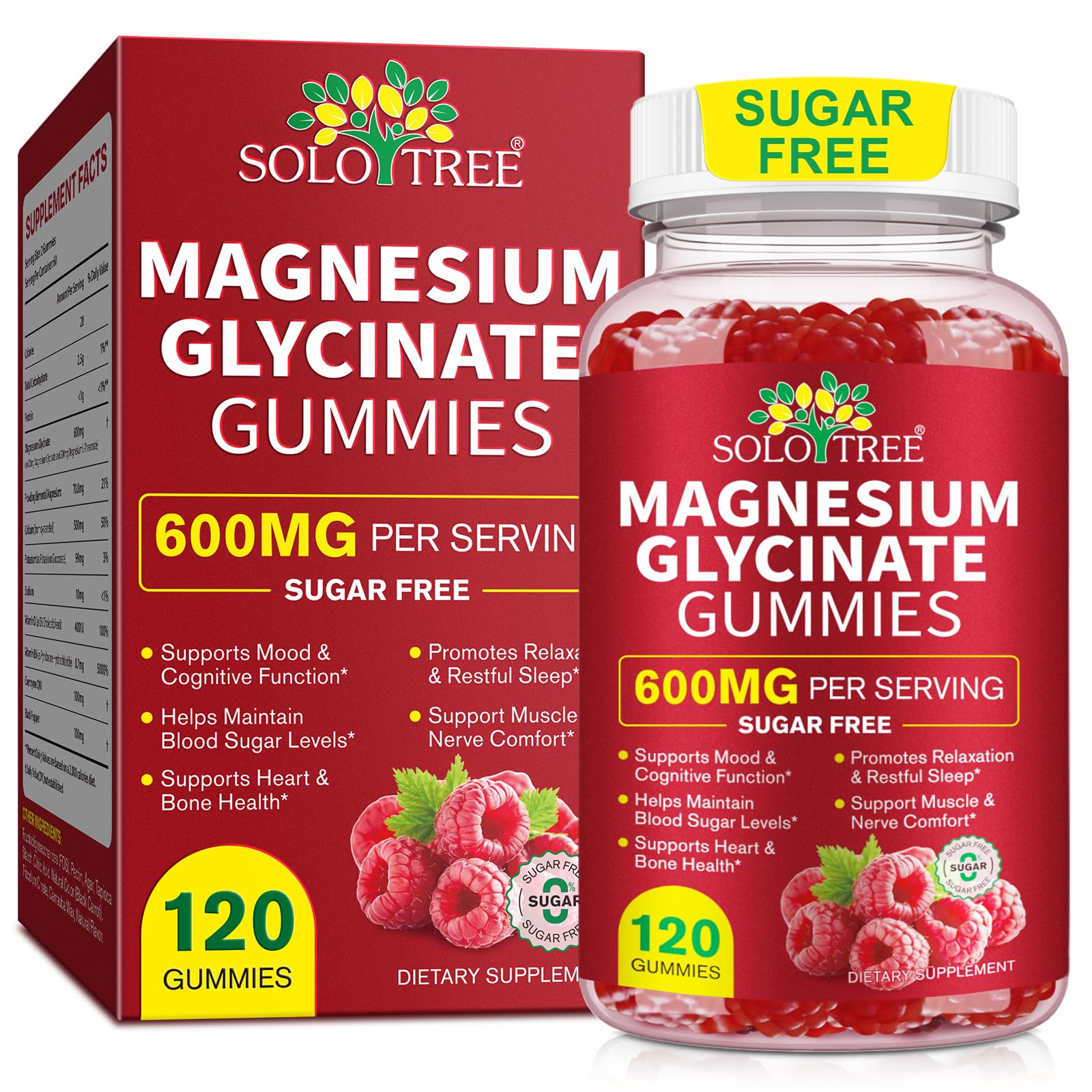 WOJBALMN Magnesium Glycinate Gummies raspberry bottle shot for convenient daily supplementation