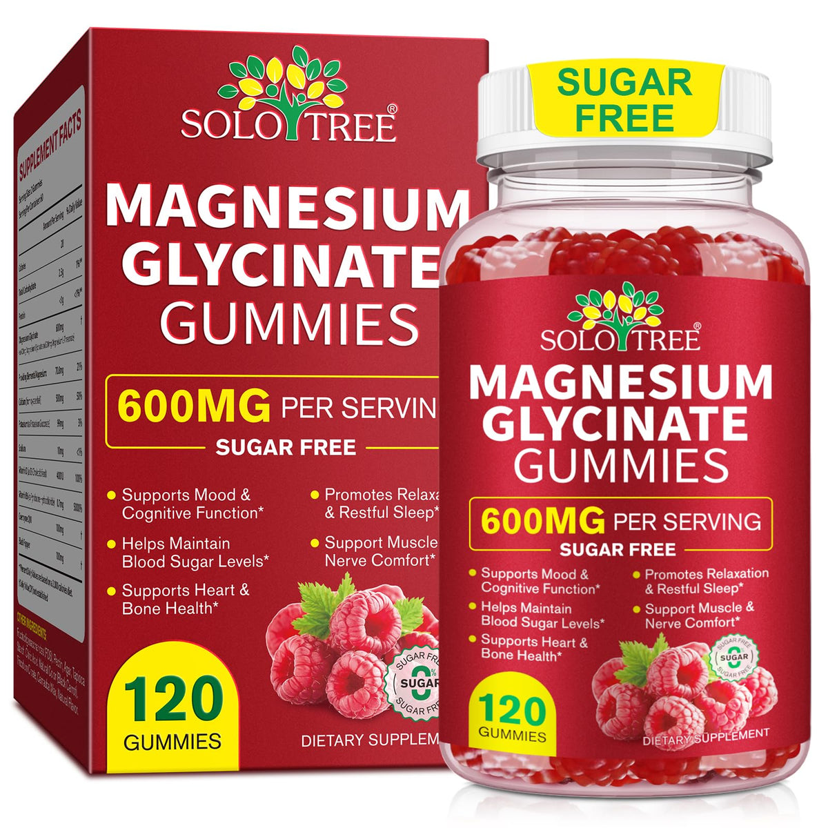 WOJBALMN Magnesium Glycinate Gummies raspberry bottle shot for convenient daily supplementation