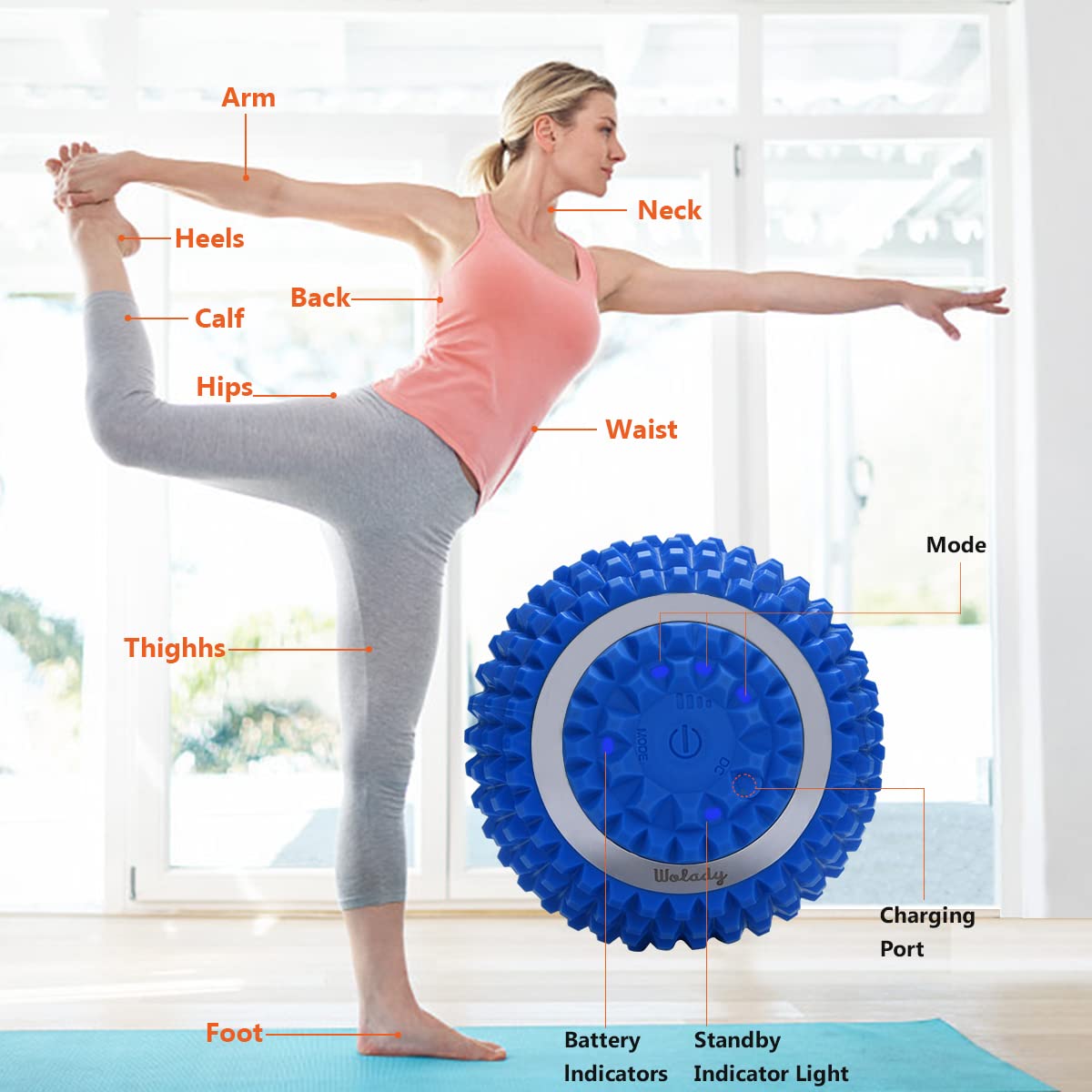 Wolady rechargeable portable massage ball ready for on-the-go care.