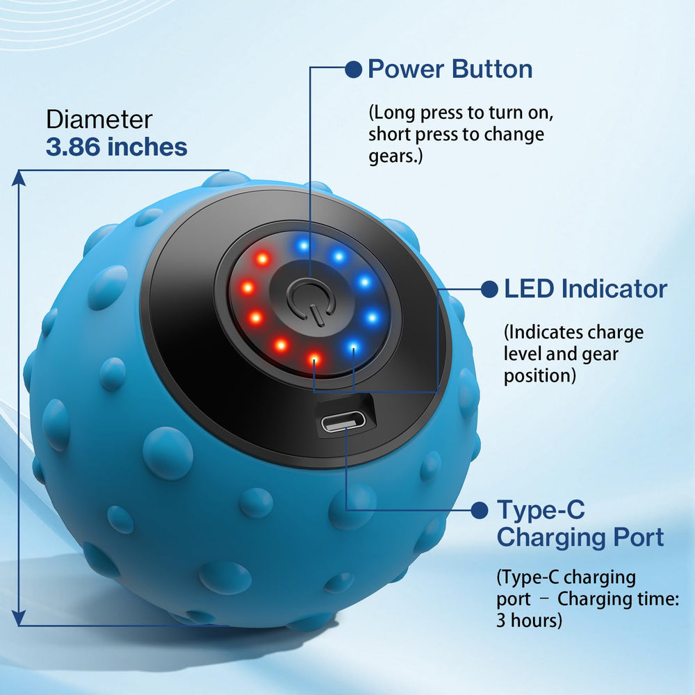 Wolady massage ball LED display showing power and speed for easy use.