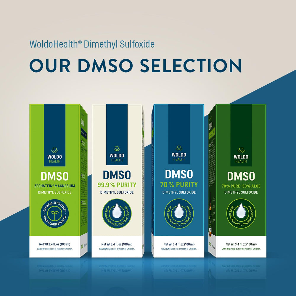 WoldoHealth DMSO packaging close-up with label details