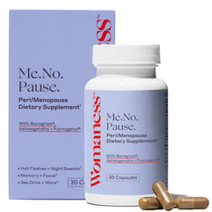 Womaness menopause supplement bottle for daily hormone-free relief.