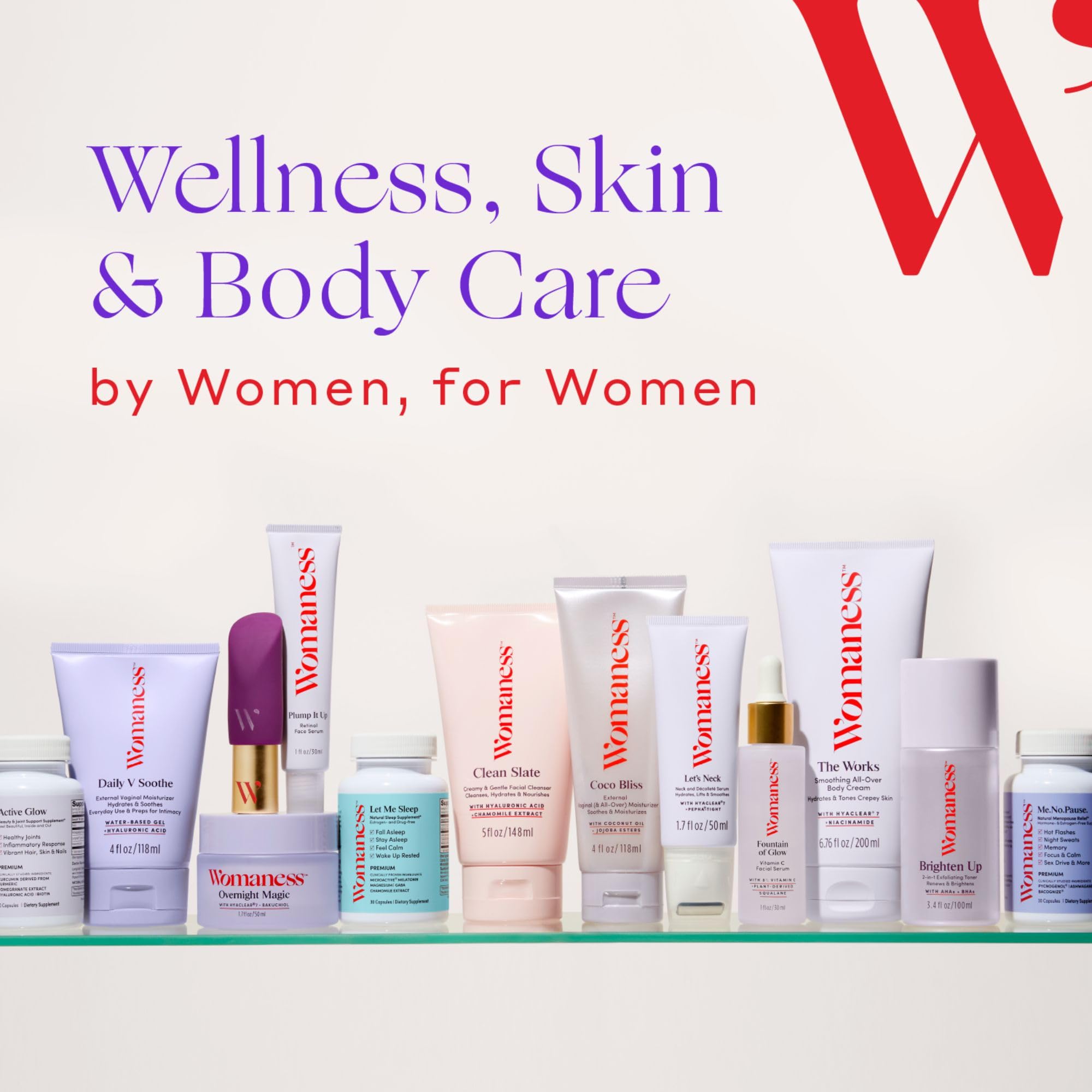 Womaness vaginal dryness support imagery for intimate comfort.