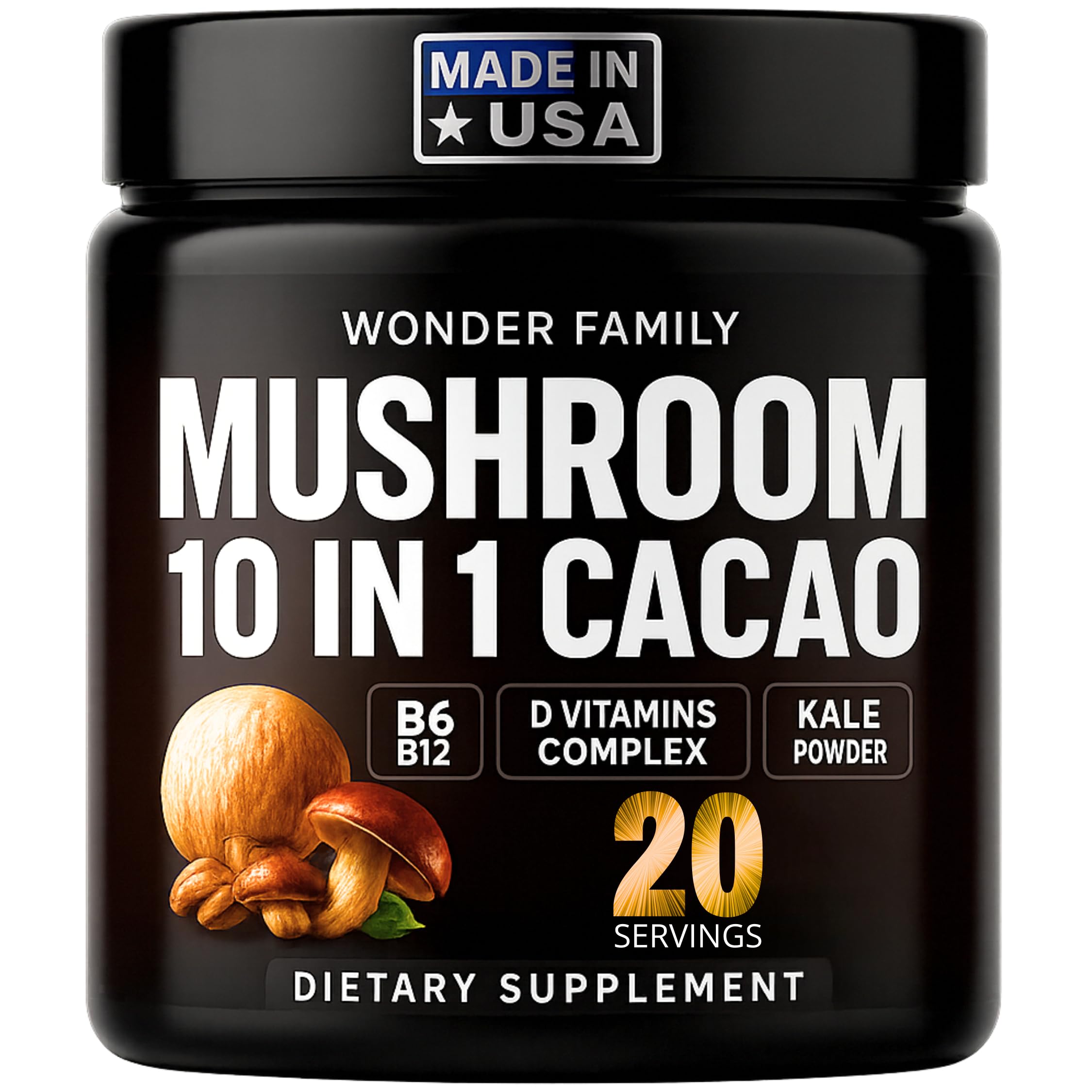 Wonder Family instant mushroom powder mug for caffeine-free evening enjoyment