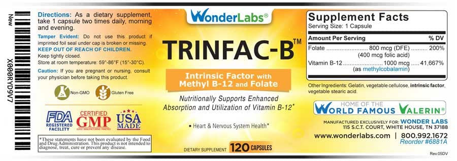 Wonder Laboratories Intrinsic Factor packaging tube on counter emphasizing easy access.