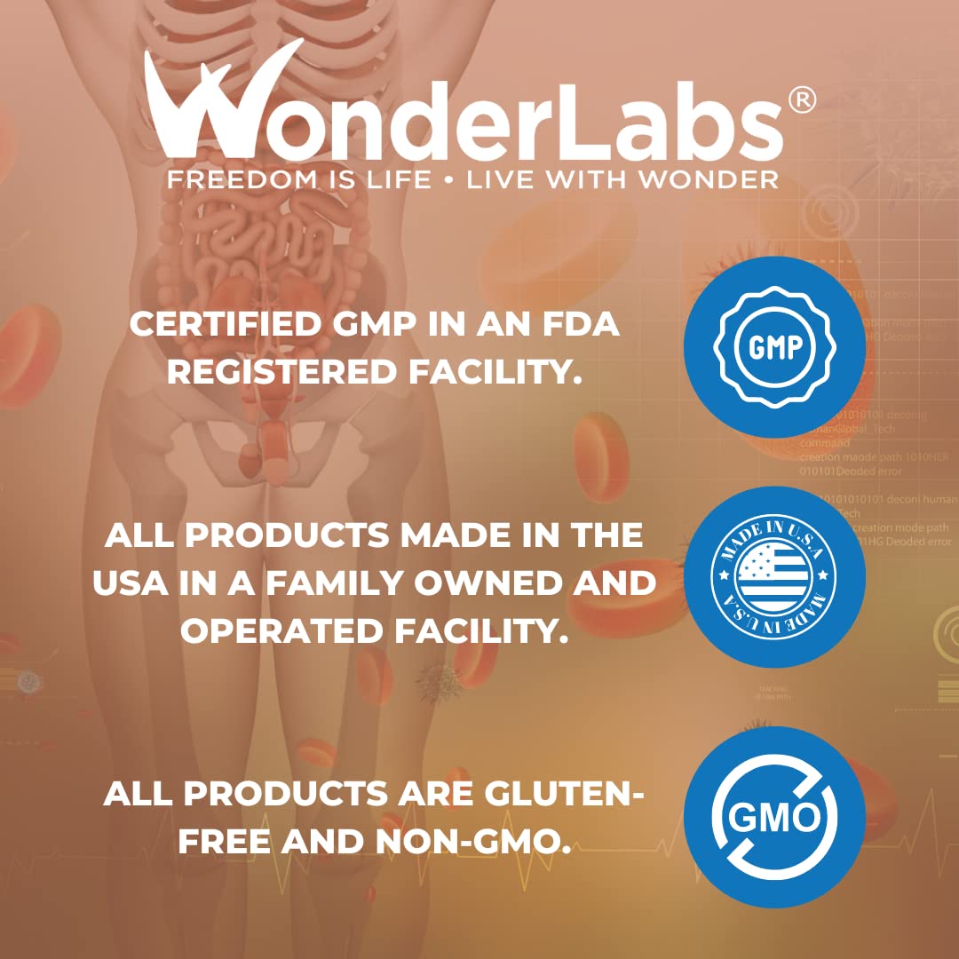 Wonder Laboratories proteolytic enzymes bottle with cap open, easy dosing