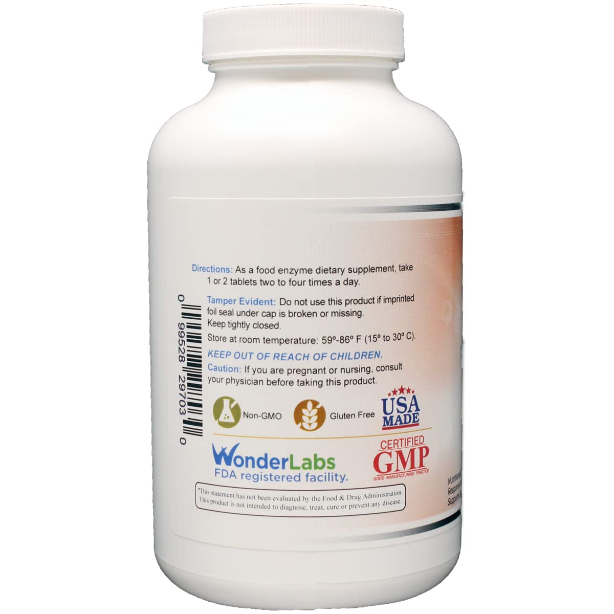 Wonder Laboratories proteolytic enzymes ingredients jar shows broad enzyme blend