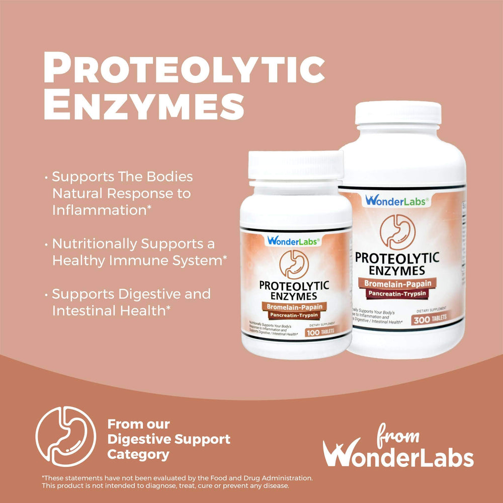 Wonder Laboratories proteolytic enzymes close-up of tablets for immune support