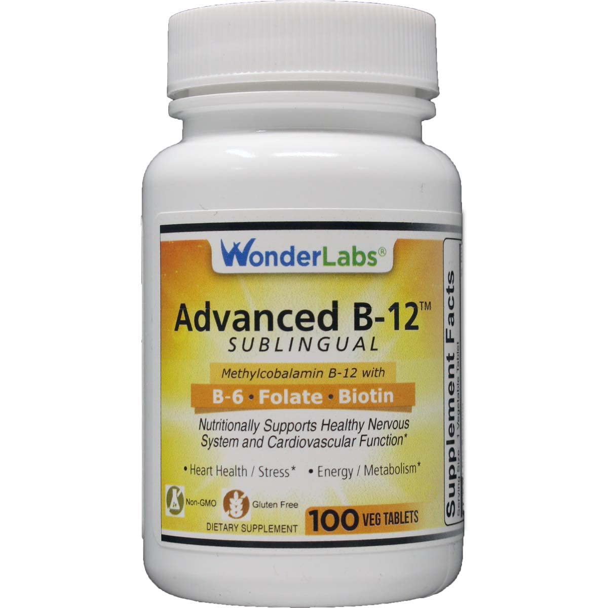 Wonder Laboratories sublingual bottle with high-potency B vitamins for energy support.