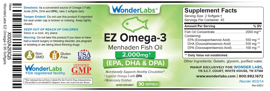 Wonder Laboratories omega-3 capsules with EPA DHA DPA balance for daily use