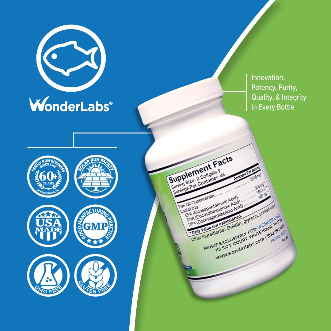Open bottle of EZ Omega-3 with softgels ready to take