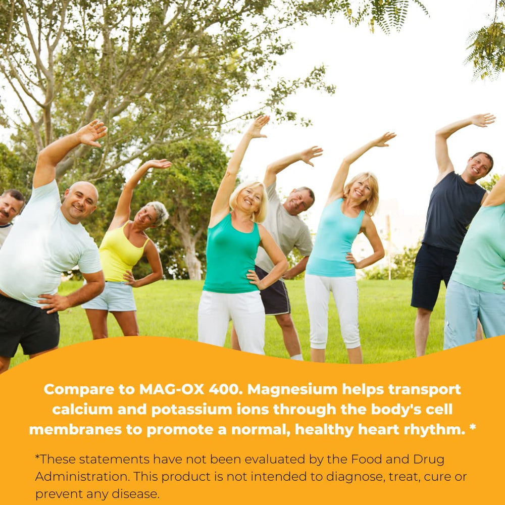 Wonder Laboratories Magnesium Oxide 400 box highlights non-GMO, gluten-free, sugar-free formula.