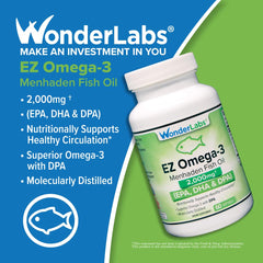 Wonder Laboratories molecularly distilled, cold-processed fish oil bottle emphasizing purity