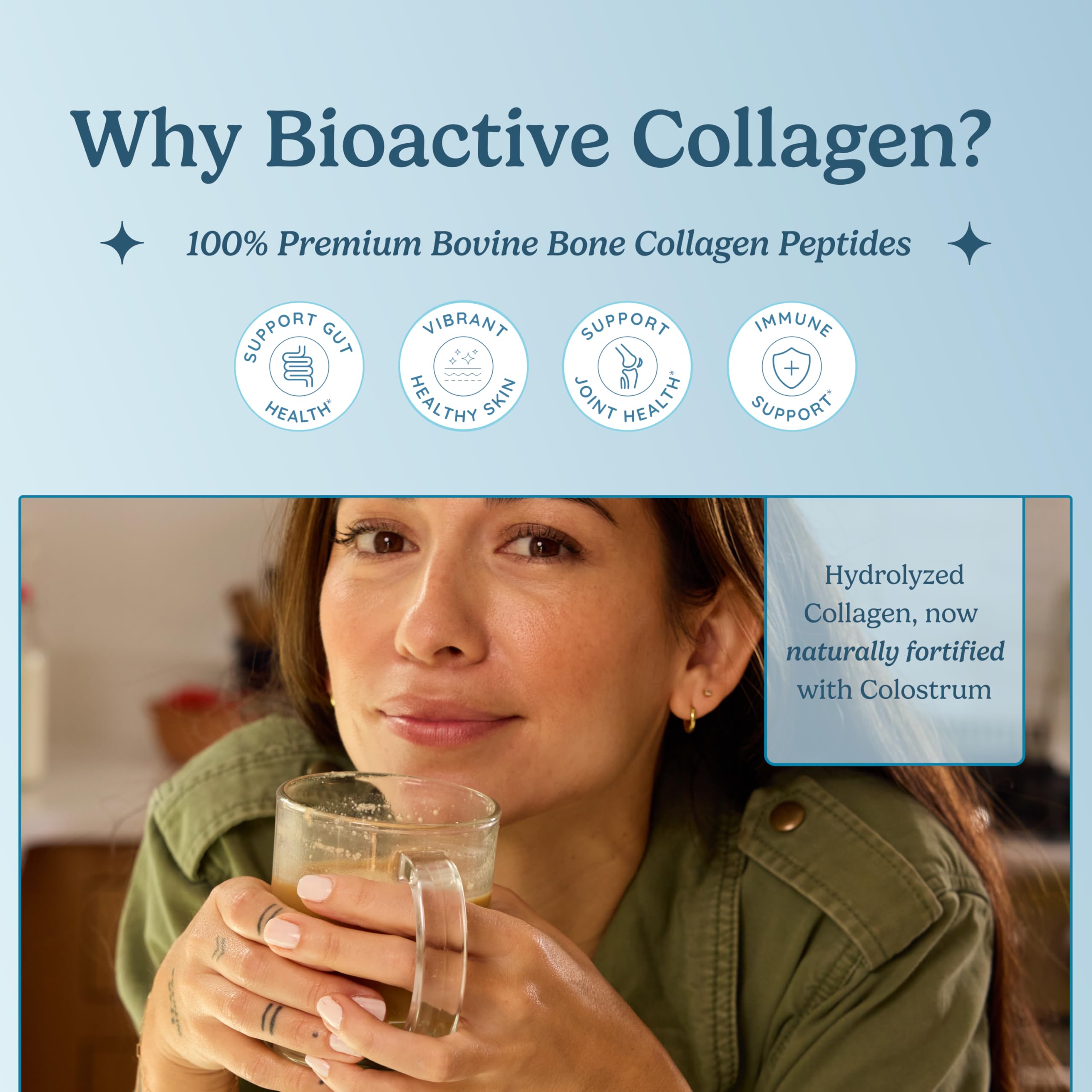 WONDERCOW collagen powder scoop — easy dissolution in water or beverages.