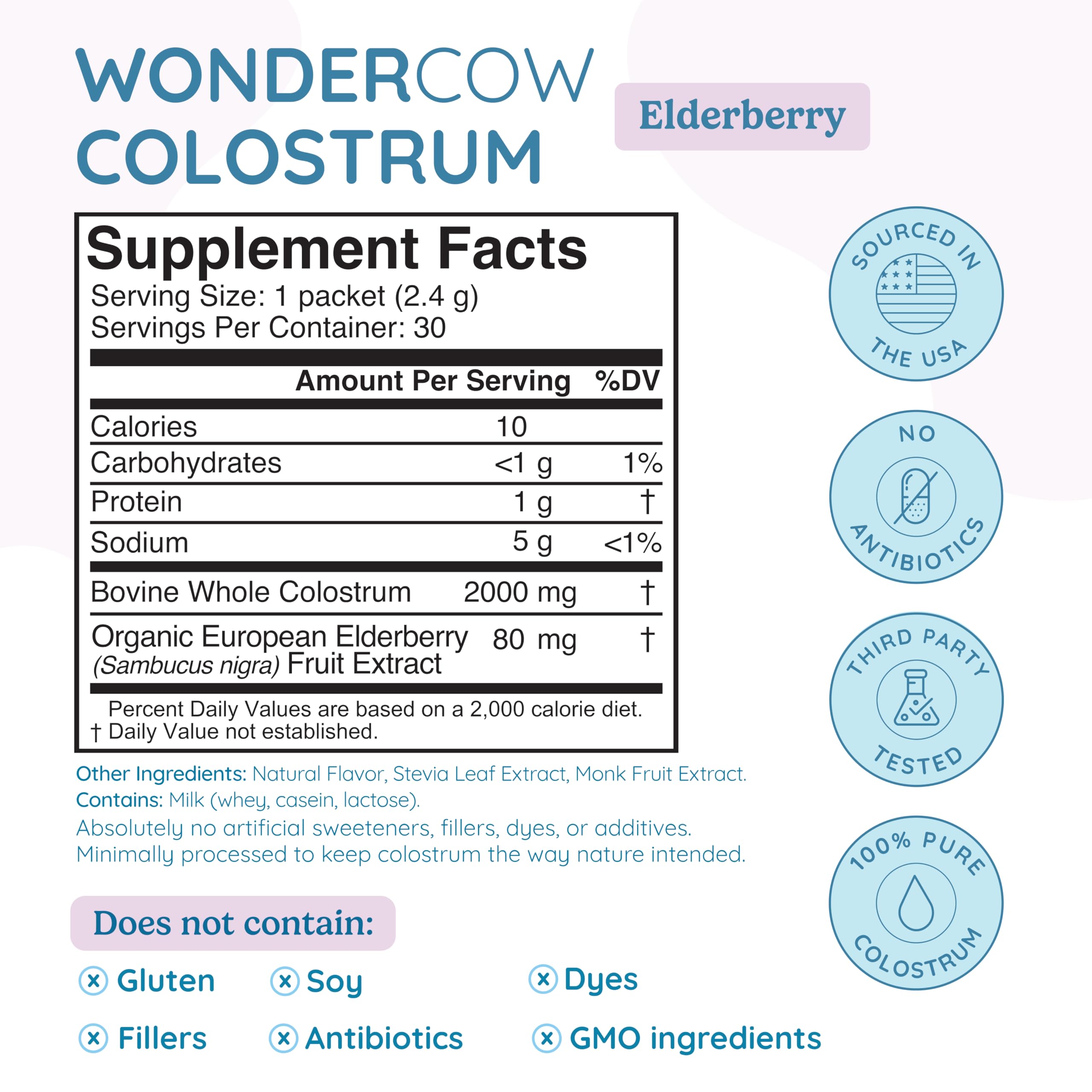 WonderCow colostrum powder scoop dispensing a daily serving for easy smoothie use.