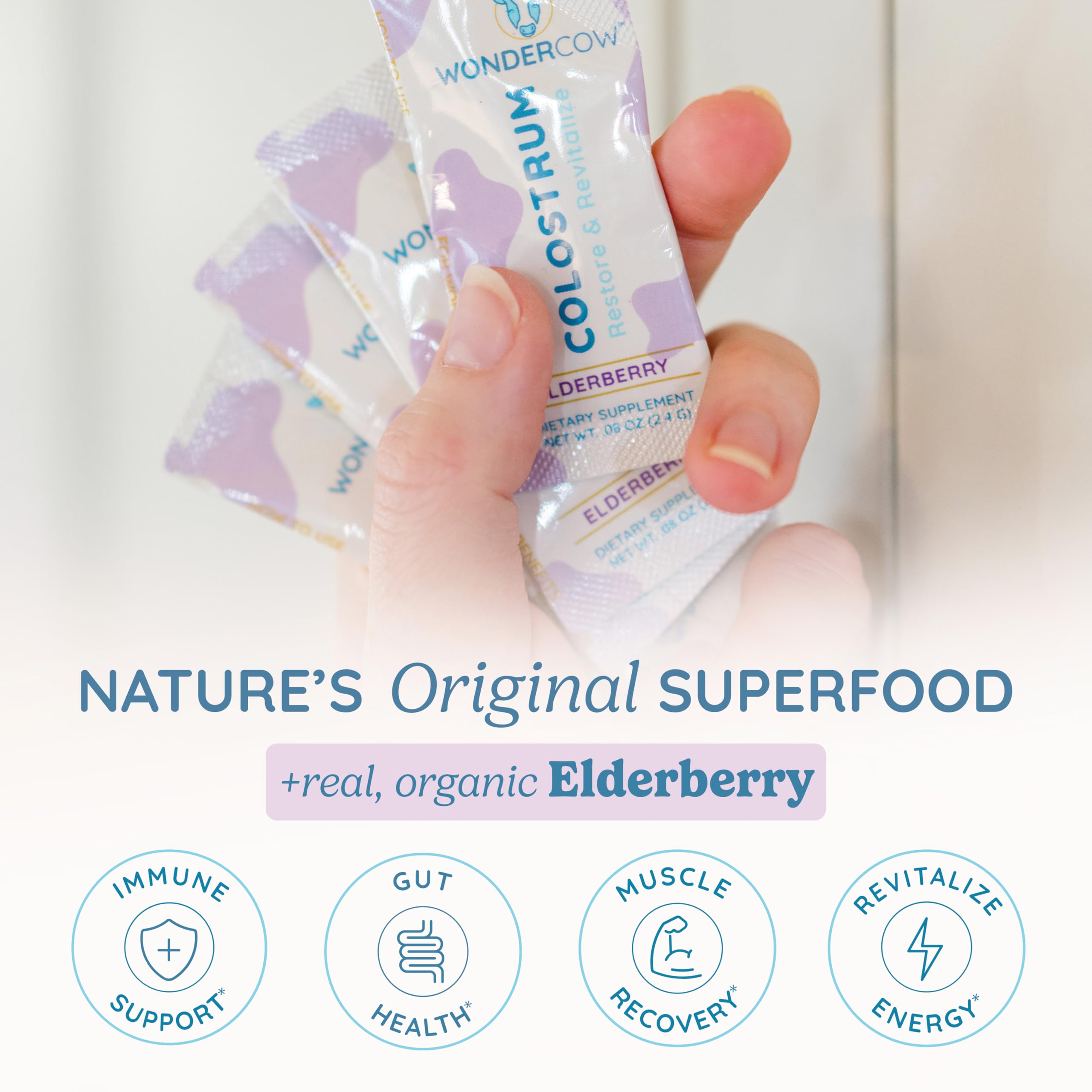 WonderCow to-go packets provide convenient daily immune support on busy days.