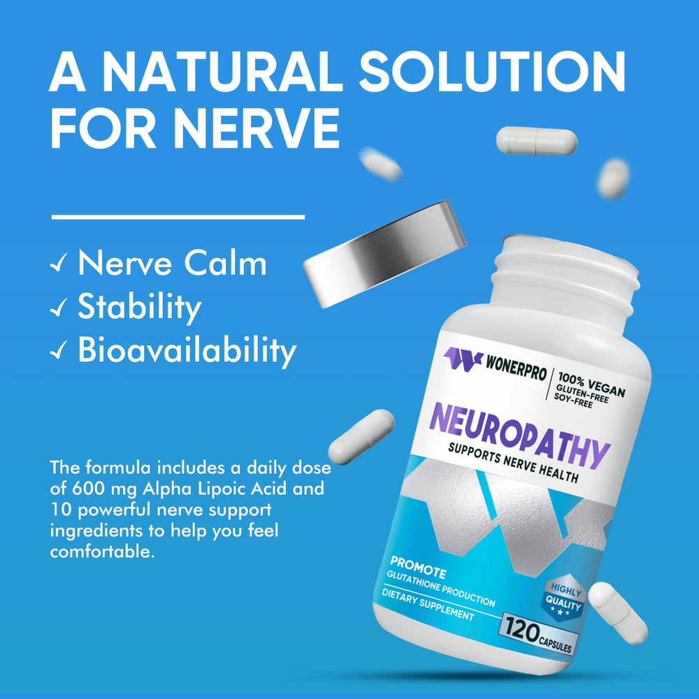 Two-capsule dosage illustration for the WONERPRO Nerve Savior daily regimen.