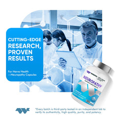 Product packaging shot emphasizing quality and safety standards of WONERPRO Nerve Savior.