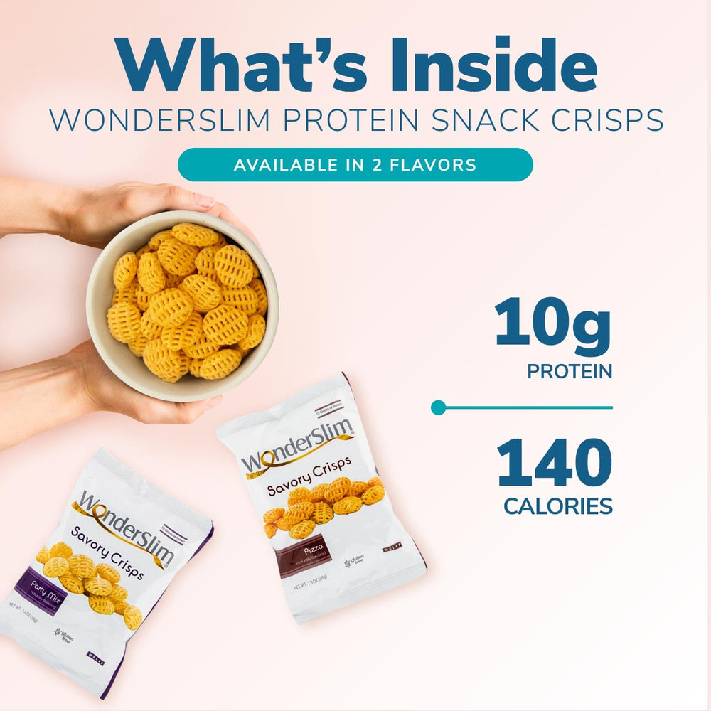 WonderSlim gluten-free low-fat snack with nutrition label and convenient single-serve bag.