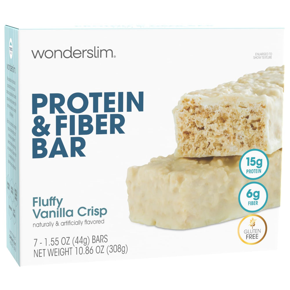 WonderSlim High Fiber Protein Bar vanilla crisp pack for on-the-go energy.
