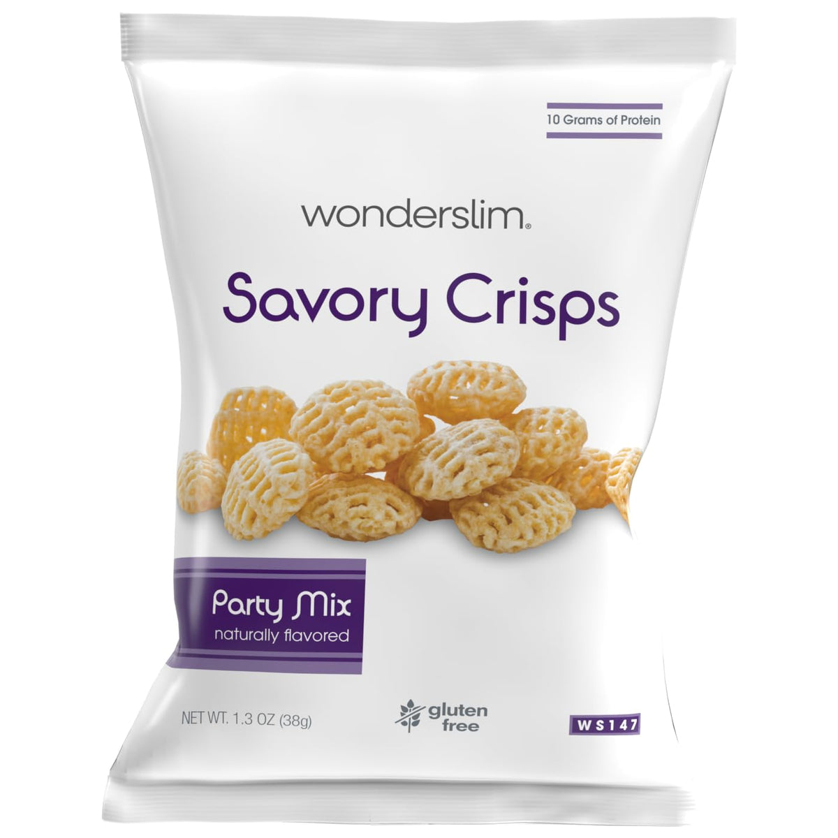 WonderSlim Protein Snack Chips crispy bites in a portable bag for a protein boost.