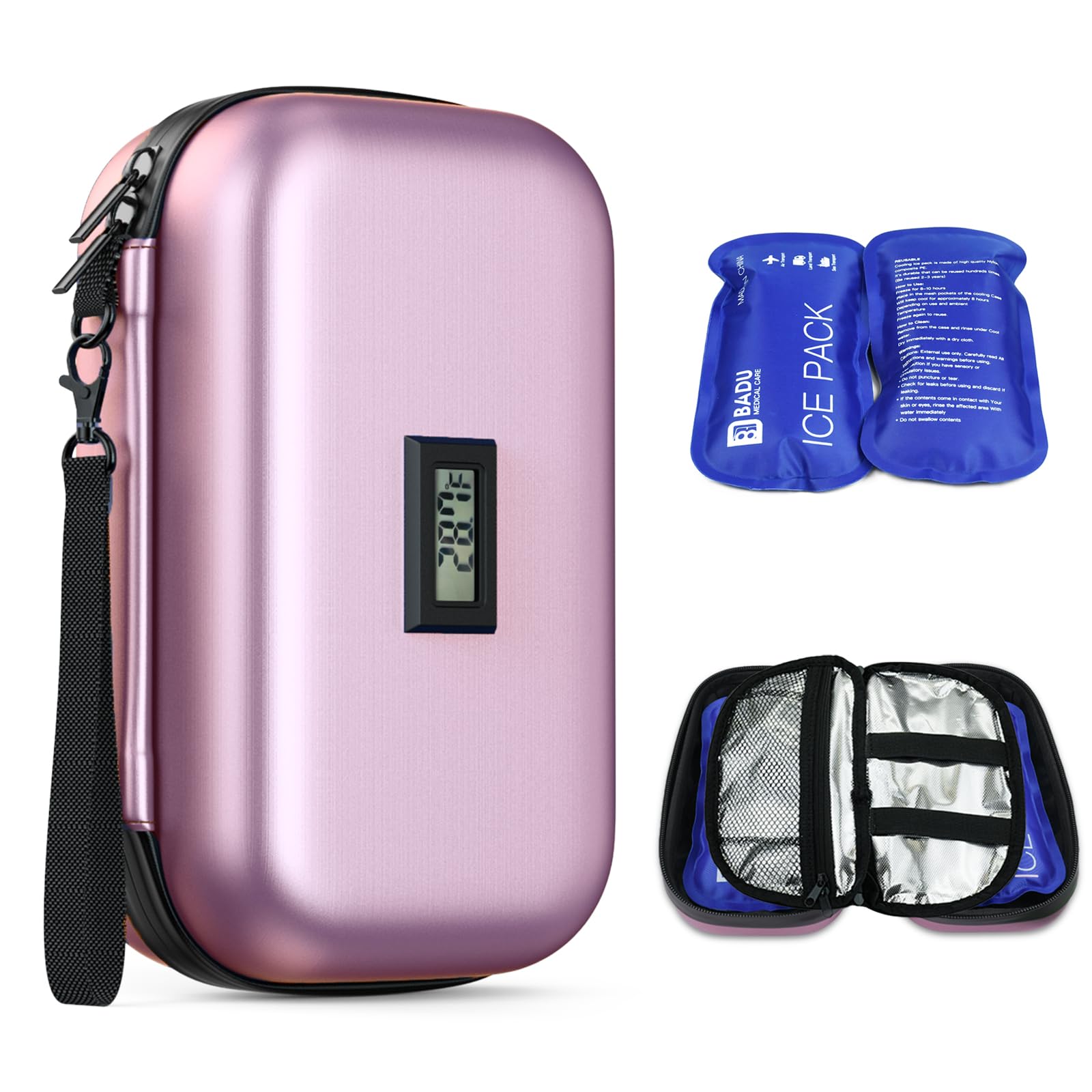 WOODAKE insulin travel case with temperature display for on-the-go storage